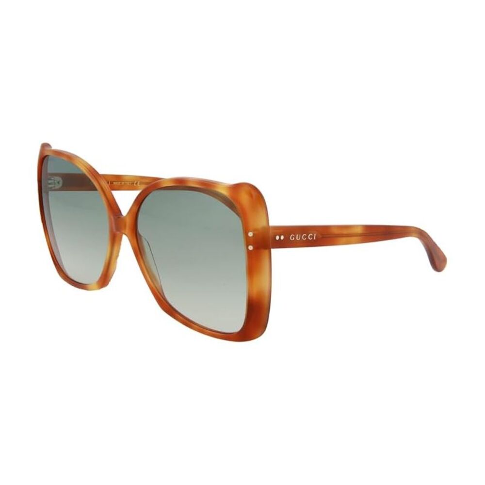 Gucci Sunglasses Butterfly Full Rim, Havana Frame and Green Lens GG0471S003
